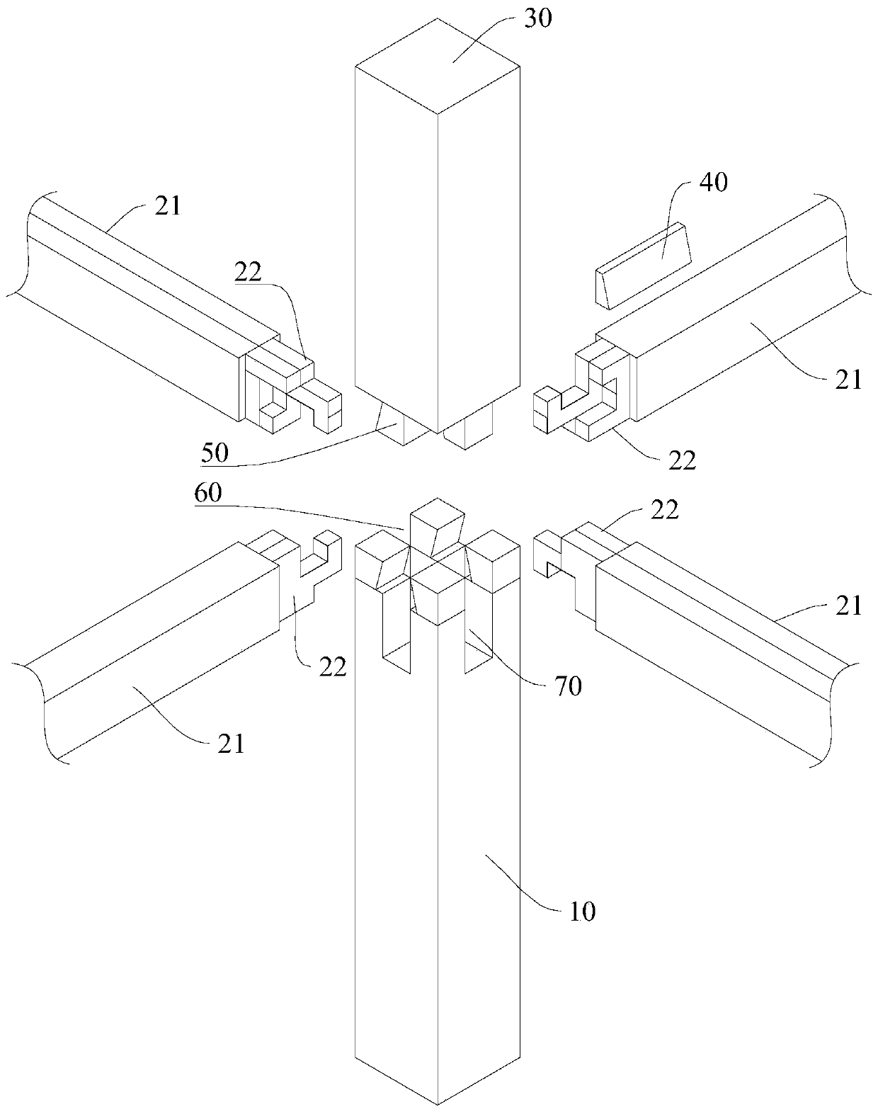 Beam-column mortise and tenon joint type joint structure