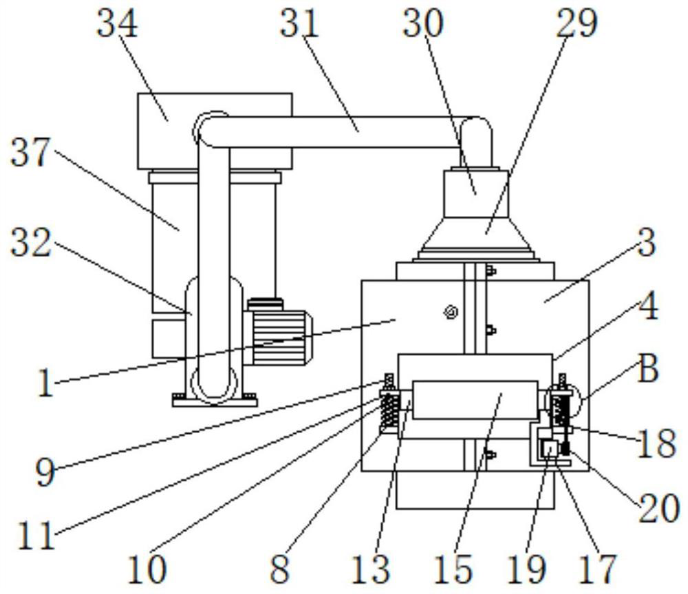 A dust removal device for textile processing