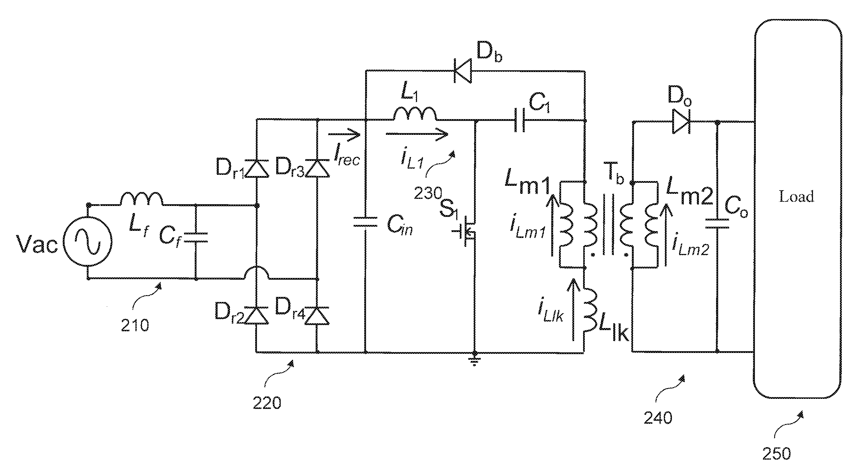 Single-stage isolated high power factor ac/dc converter with leakage inductor energy recovery function