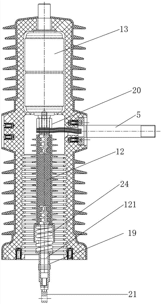 A single-pole vacuum circuit breaker