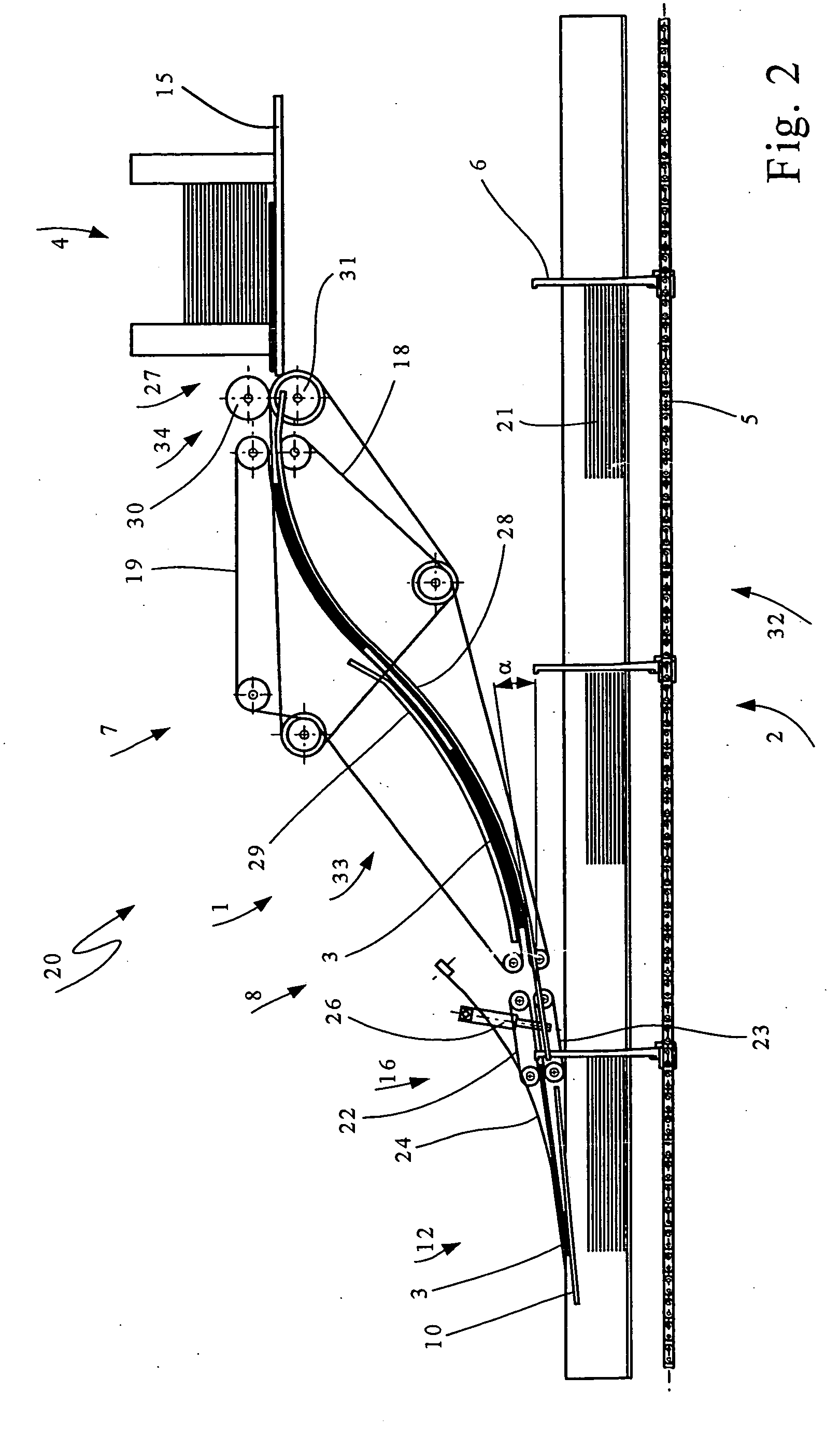 Apparatus for gathering signatures along a conveying section of a circulating conveyor