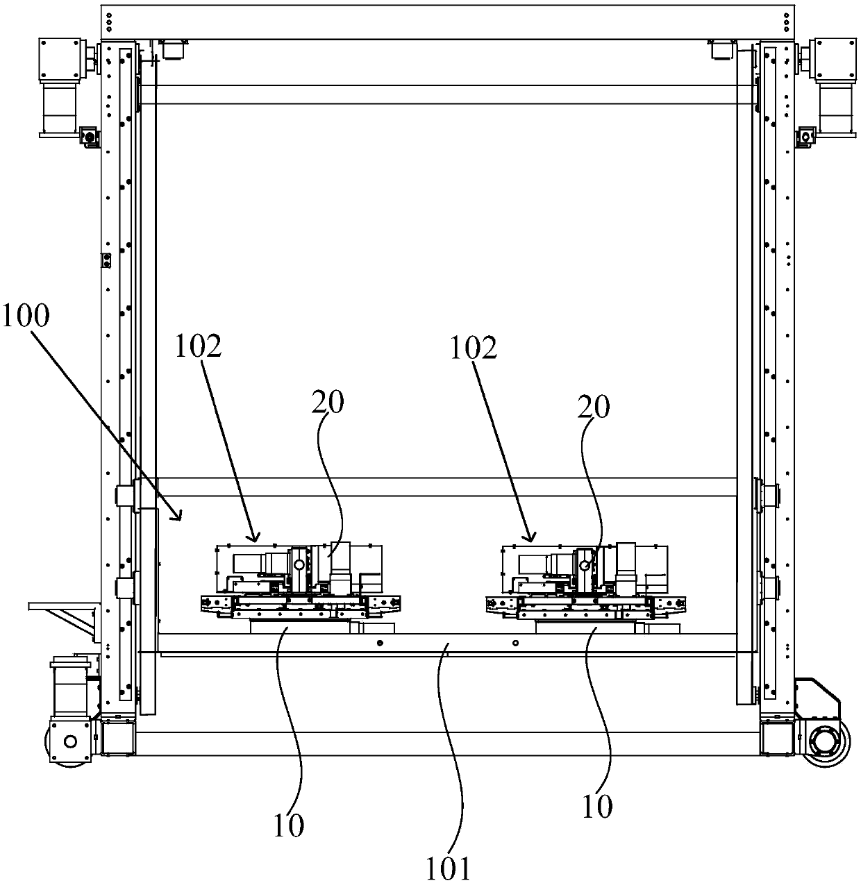 Rotary supporting device, battery tray assembly and battery box quick-change system