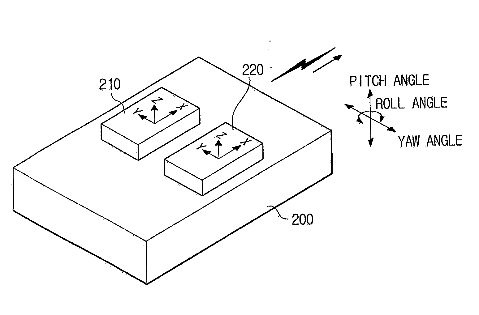 Input device comprising geomagnetic sensor and acceleration sensor, display device for displaying cursor corresponding to motion of input device, and cursor display method thereof