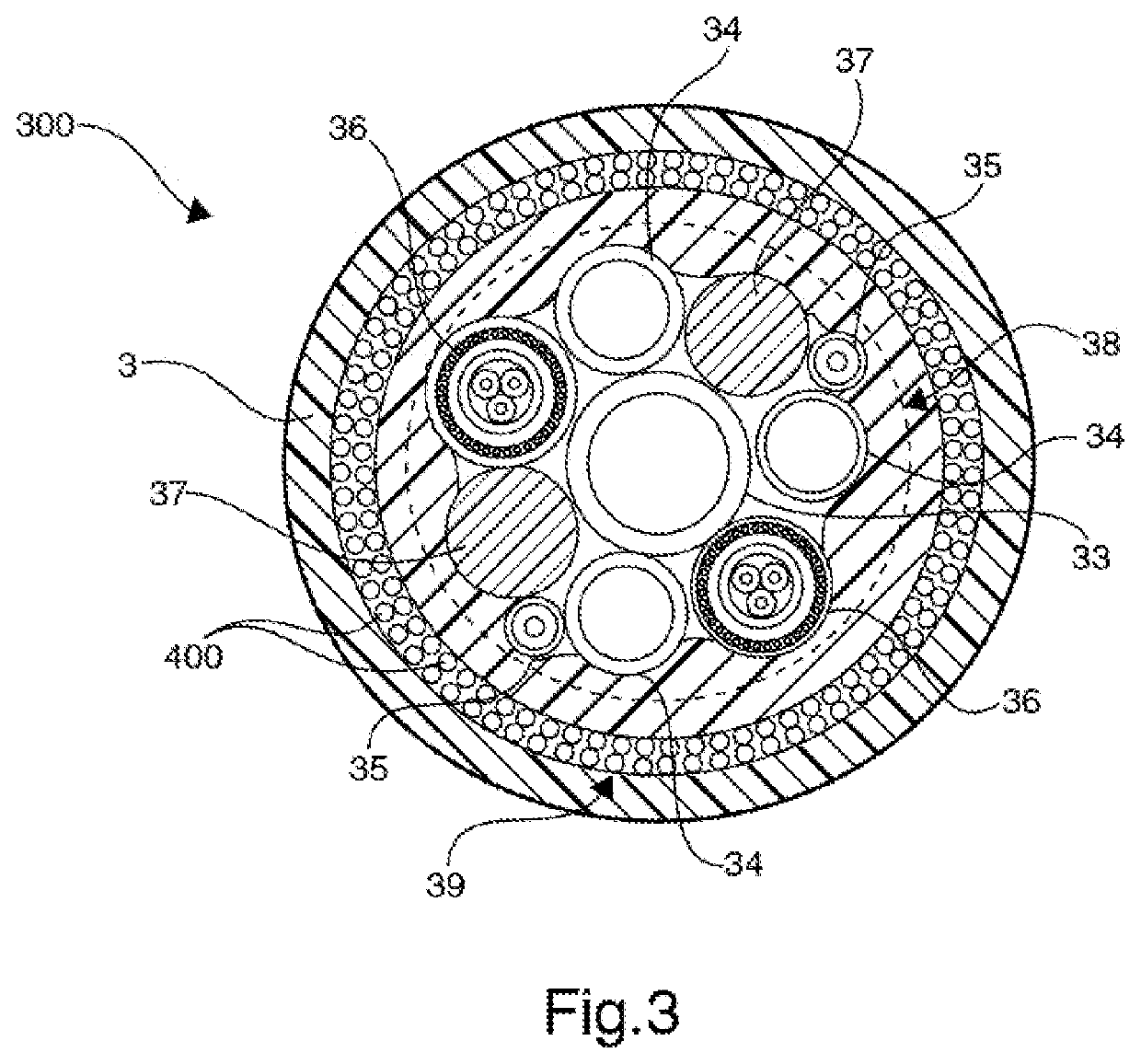 Cable or flexible pipe with improved tensile elements