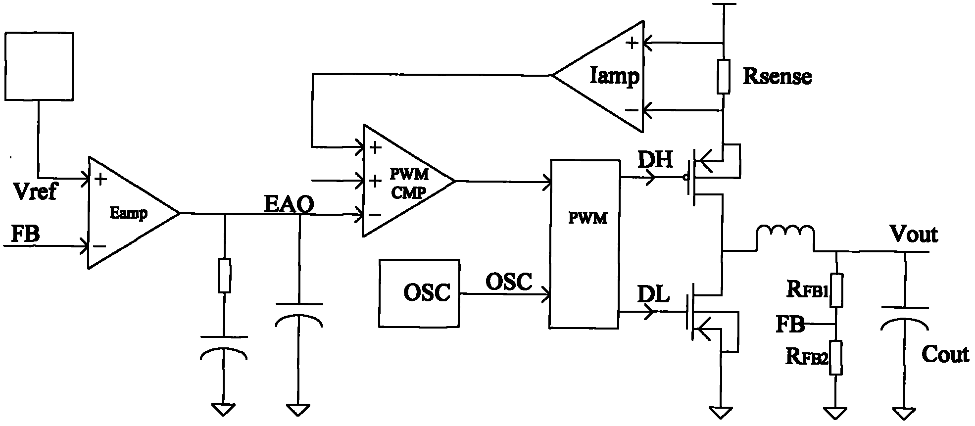 Current-mode current induction circuit externally connected with MOS (metal oxide semiconductor) and method for realizing current mode