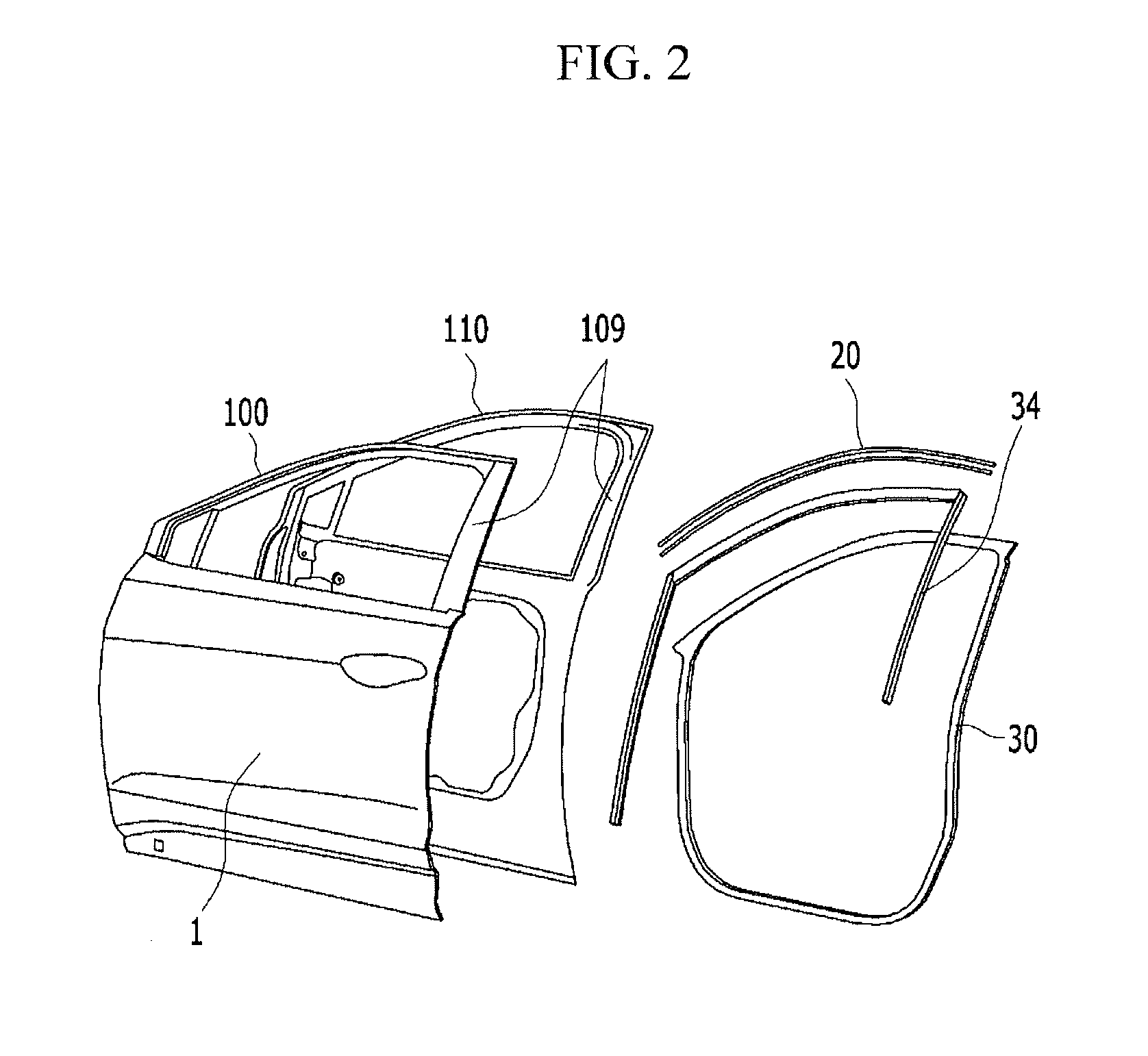 Door frame for vehicle