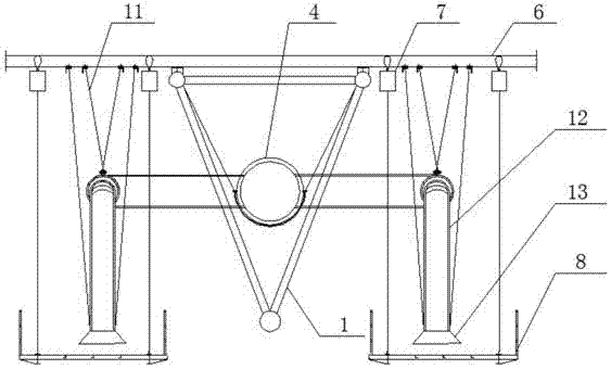 Installing device and method for spiral air hoses in ultra high and large space truss