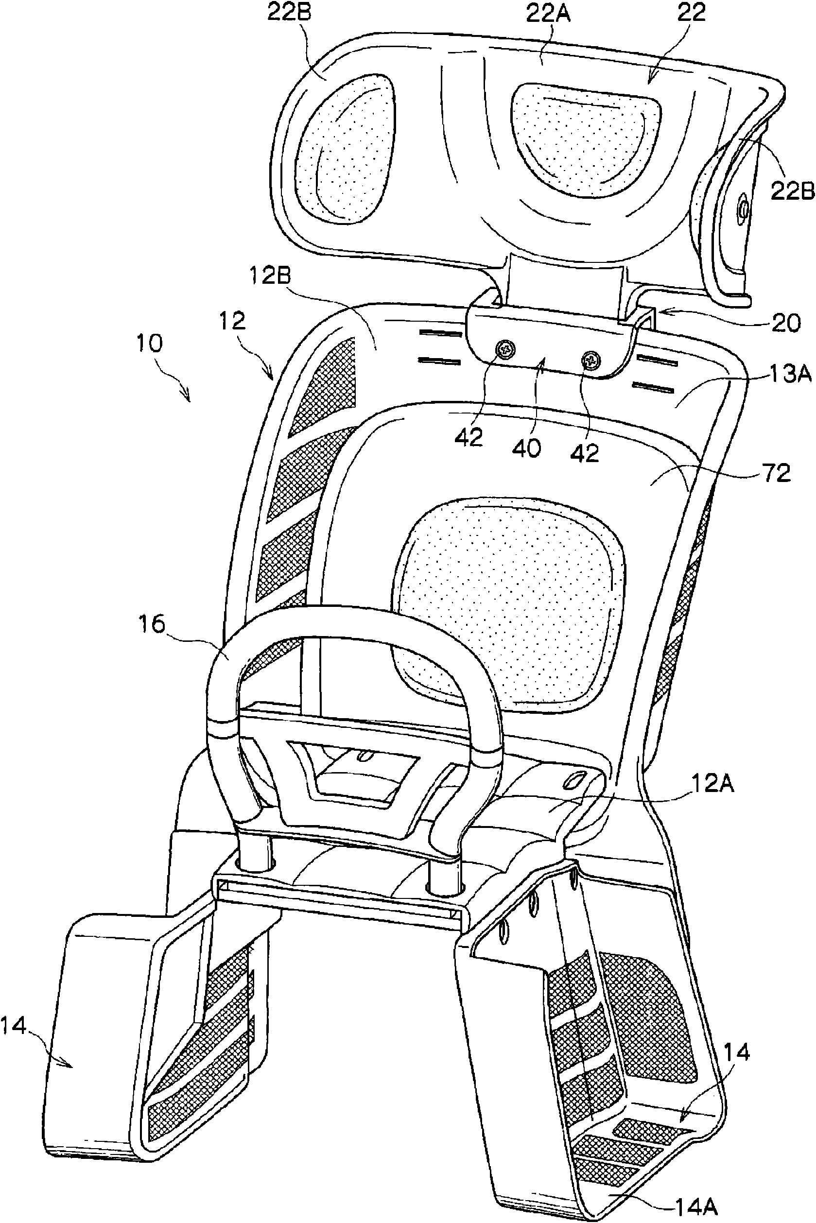 Protection top unit loading/unloading mechanism, seat device for child and two-wheel vehicle