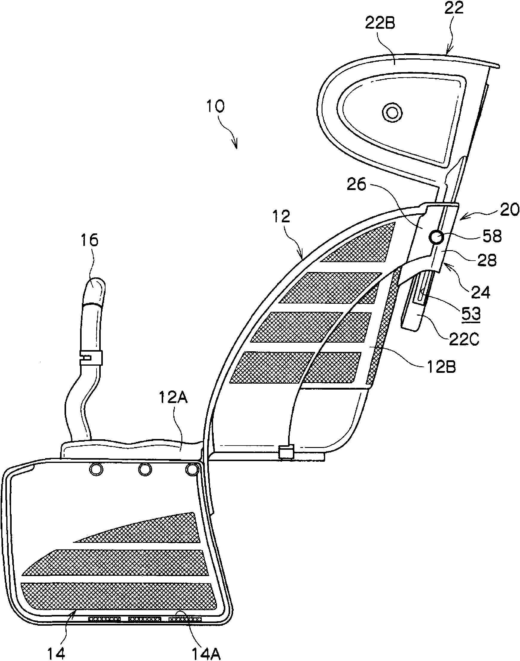 Protection top unit loading/unloading mechanism, seat device for child and two-wheel vehicle