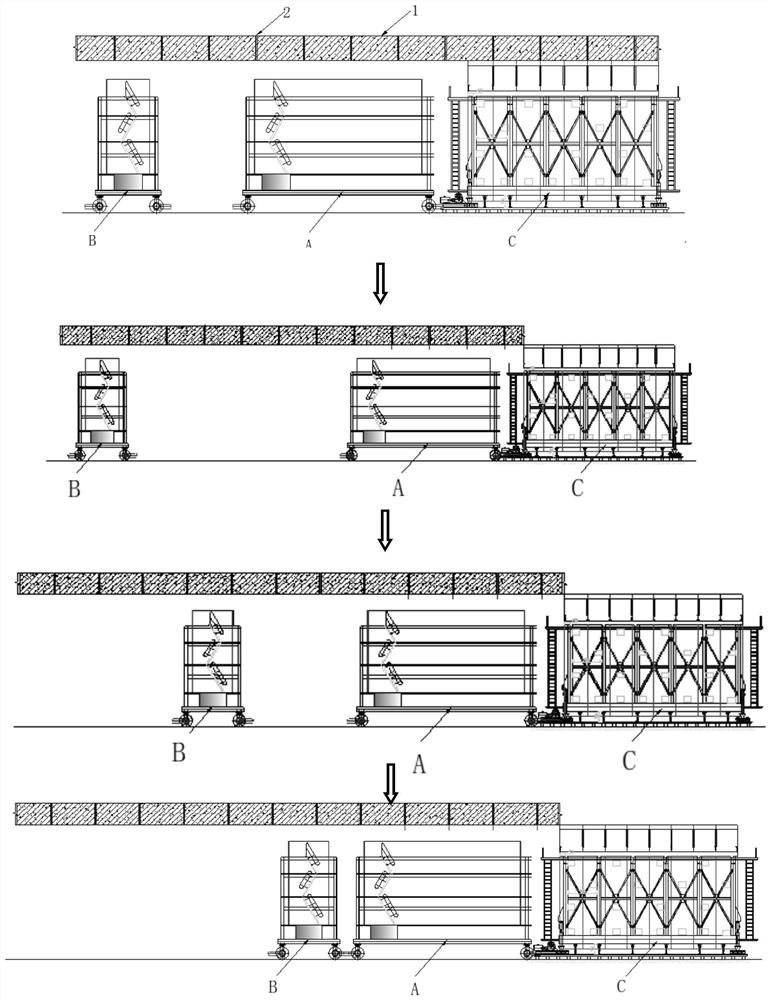 Tunnel lining double-trolley maintenance construction method suitable for alpine region