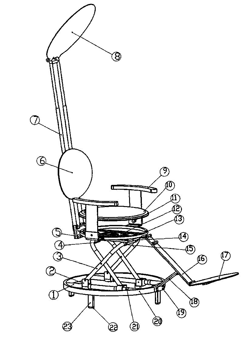 Folding-type rotary aluminum-plastic chair