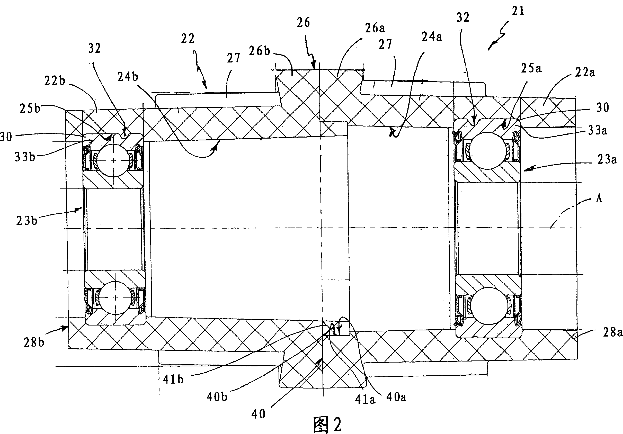 Bearing-holder support for rotating elements