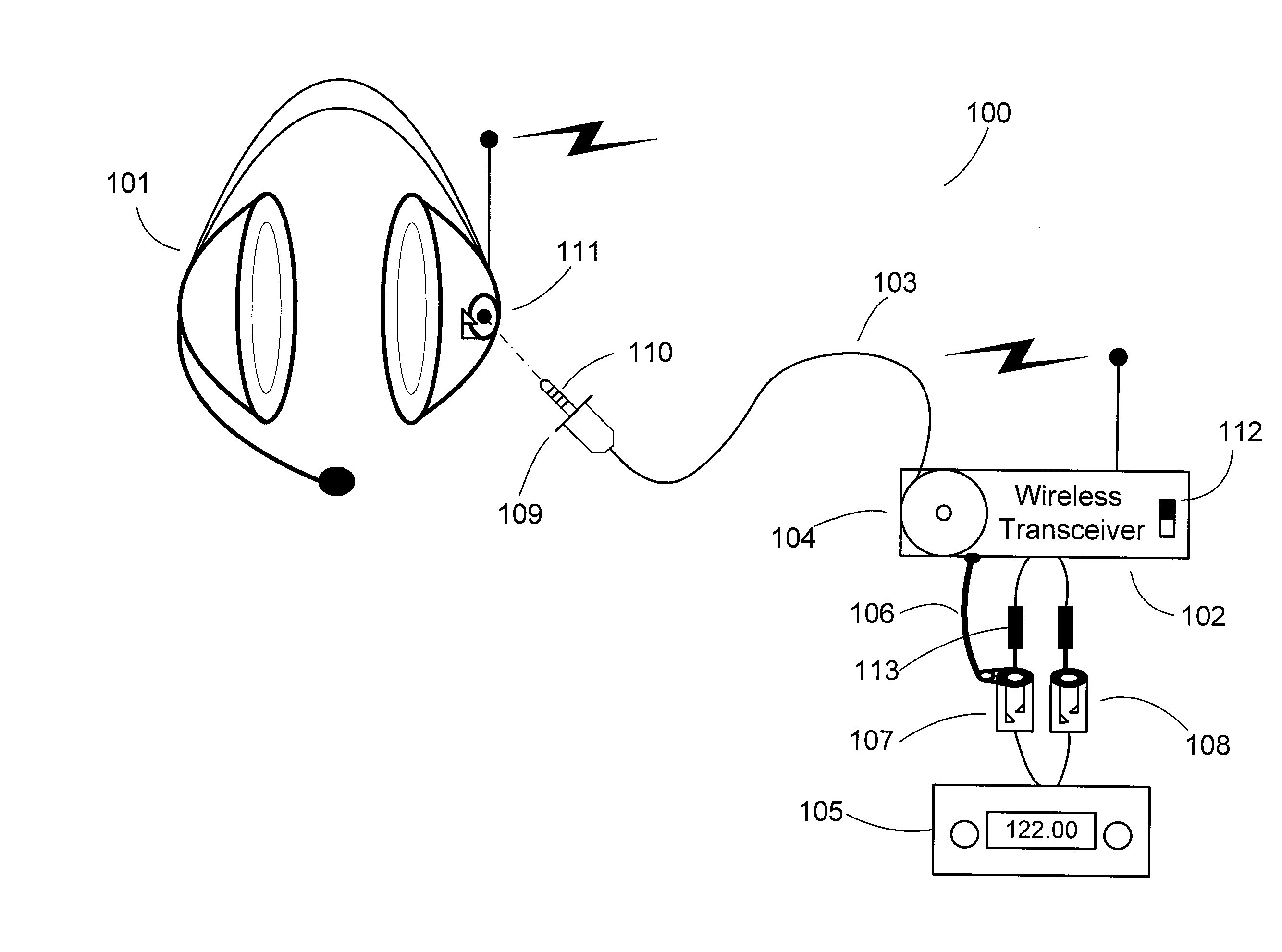 Wireless headset with bypass mechanism