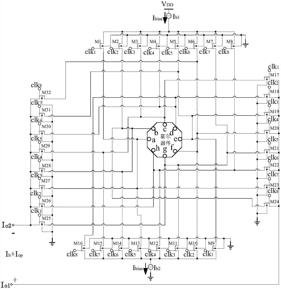 Eight-phase current rotating circuit for Hall sensor