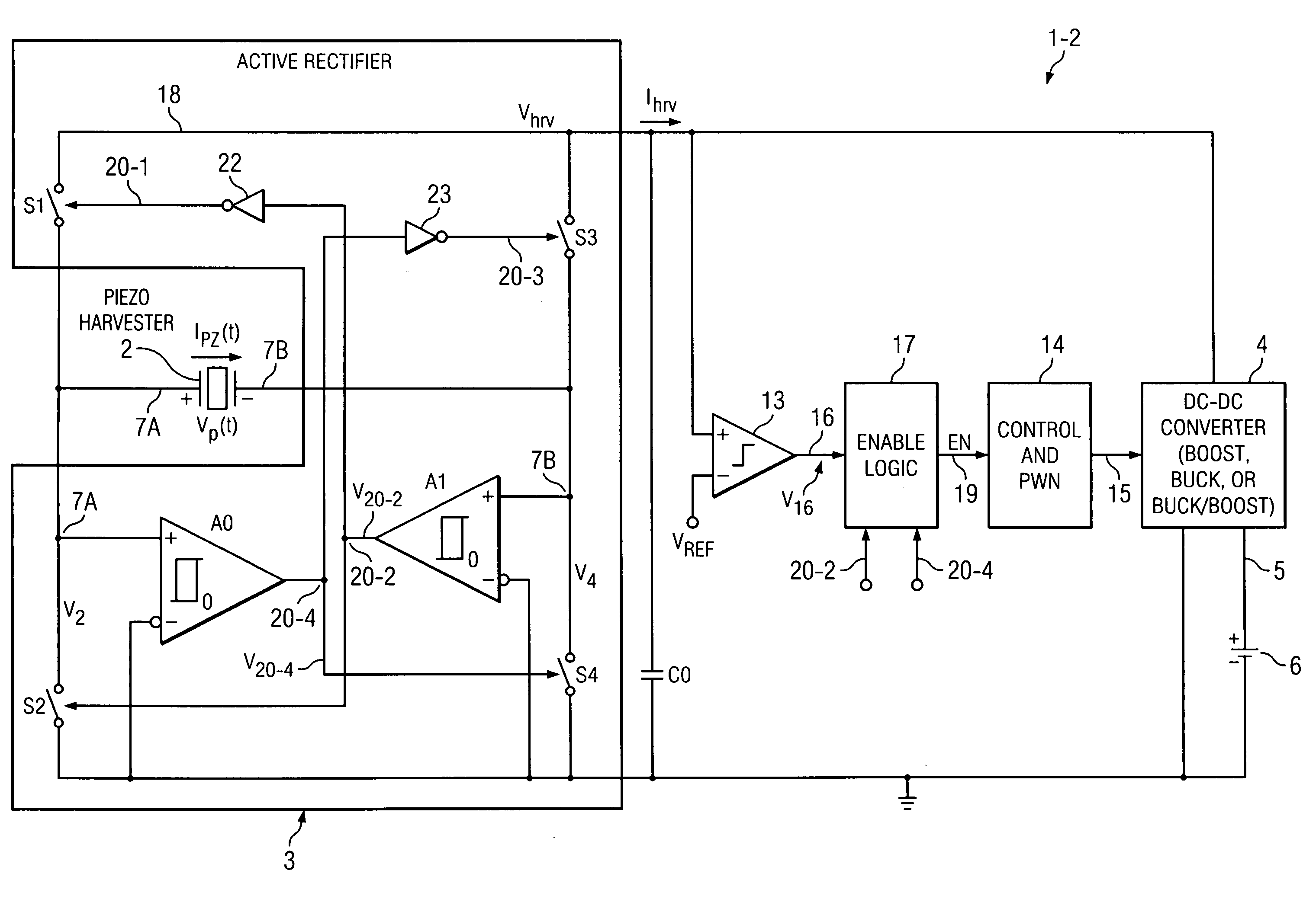 Converter and method for extracting maximum power from piezo vibration harvester