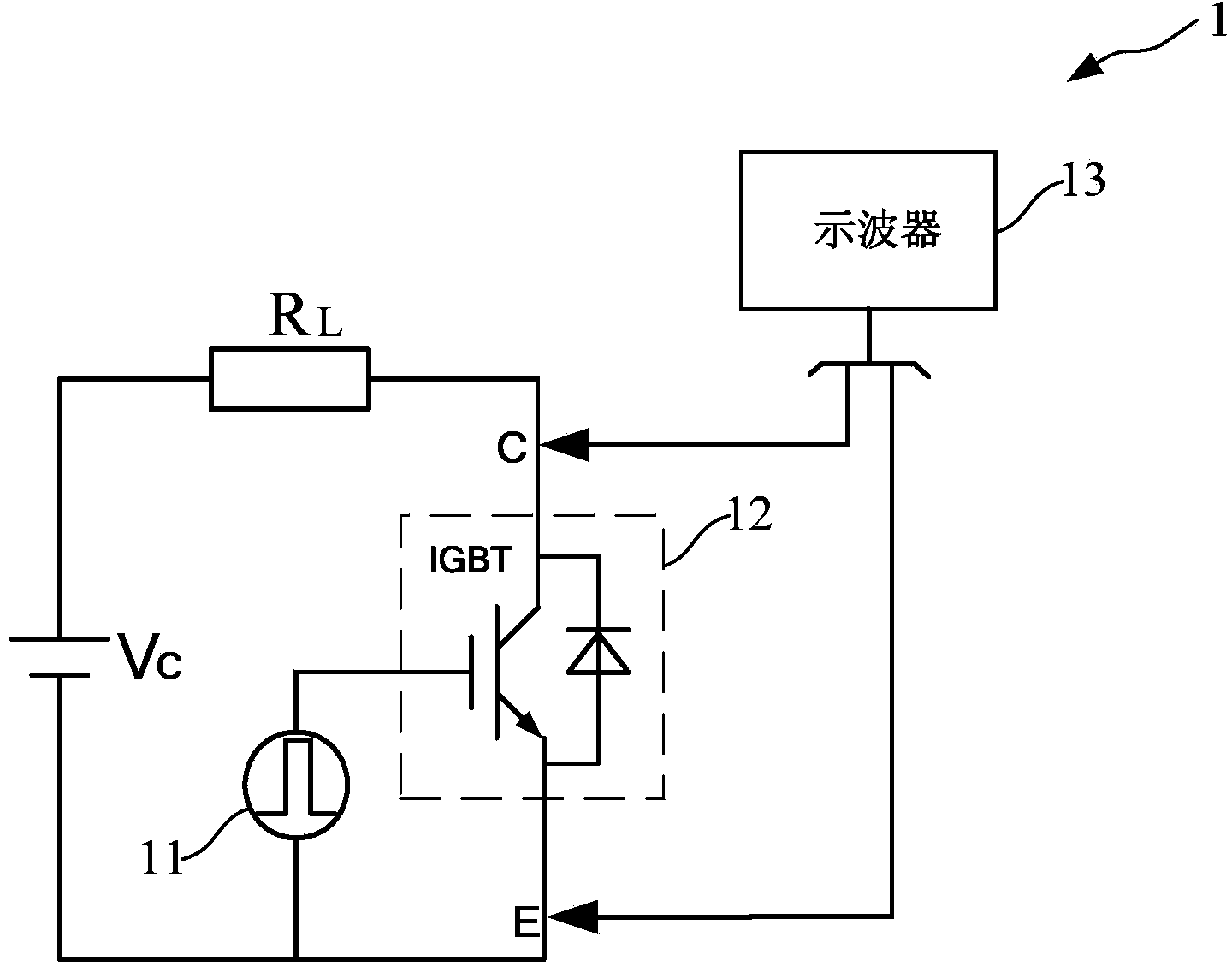 Measuring circuit for breakover voltage drop of semiconductor switch device