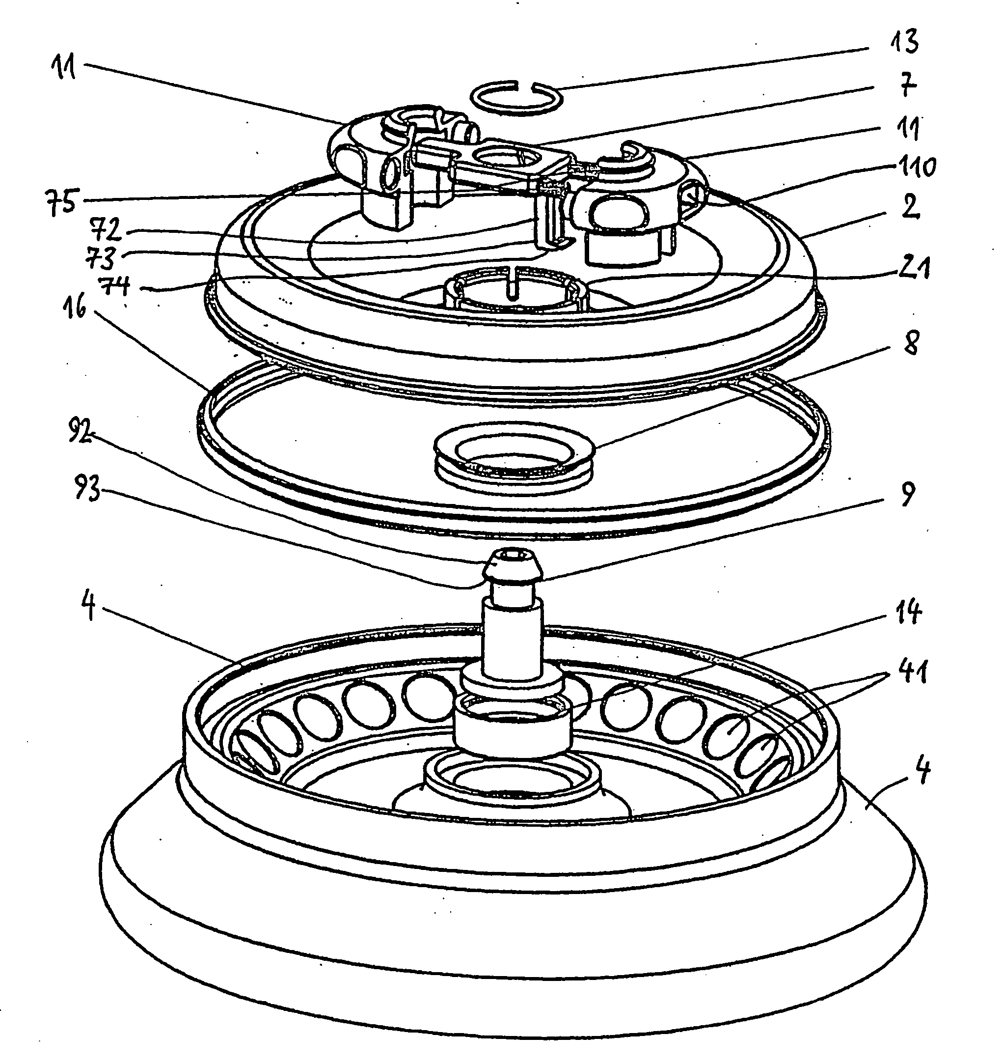 Fixing device for a centrifuge rotor cover