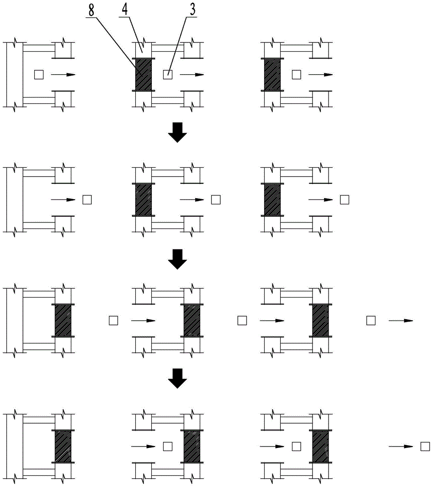 Supporting structure and construction method for arch-rib roof truss sliding construction