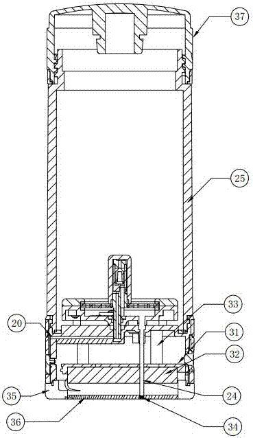 Hydrogen water cup base with air-water separation structure