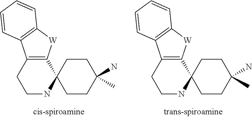 Cis-tetrahydro-spiro(cyclohexane-1,1'-pyrido[3,4-b]indole)-4-amine Compounds