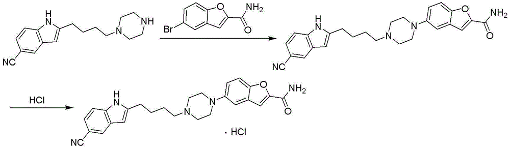 Method for preparing vilazodone or hydrochloride thereof