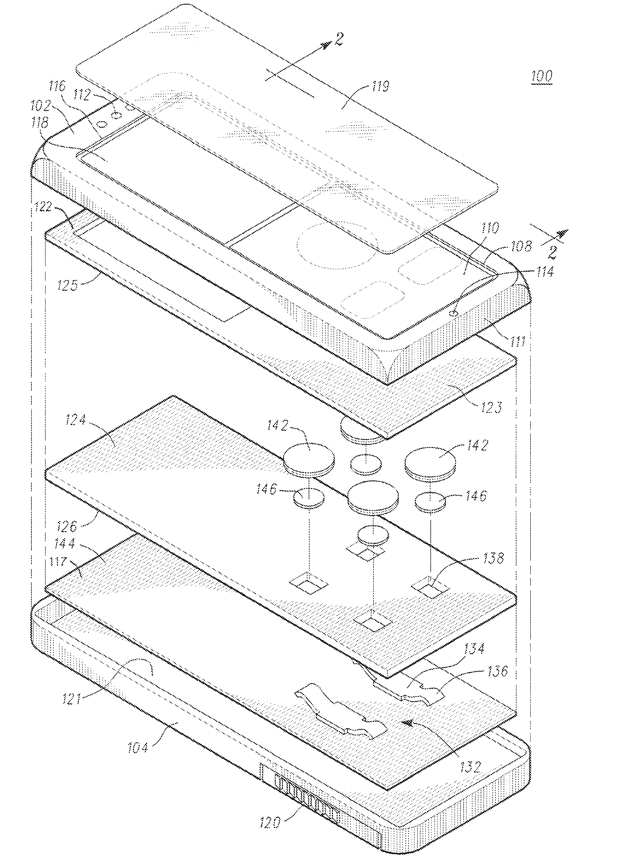 Electronic device and circuit for providing tactile feedback
