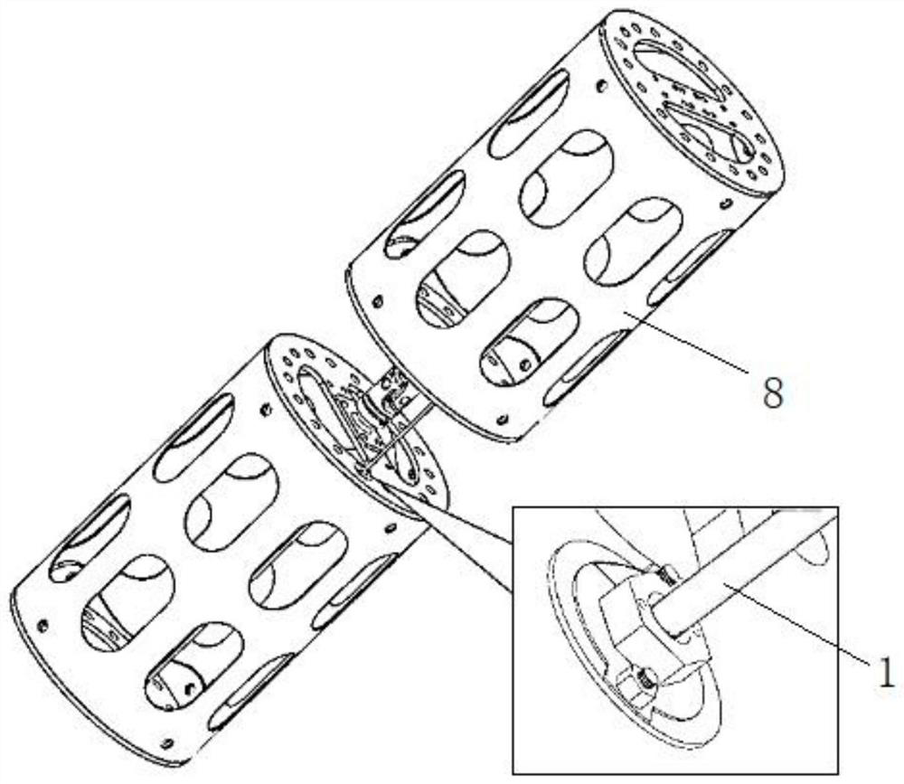 Through-hole cable centering device, serpentine mechanical arm and application method thereof