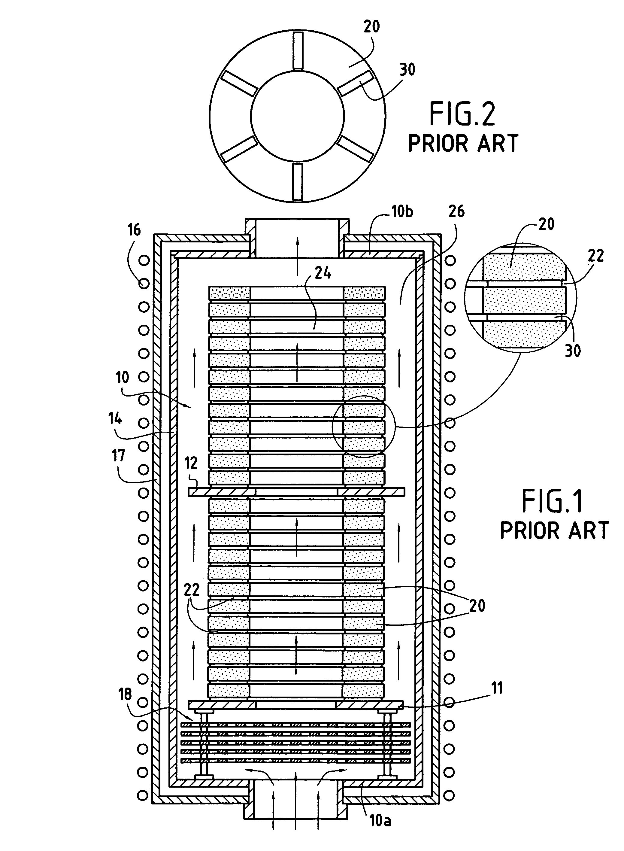 Chemical vapor infiltration method for densifying porous substrates having a central passage