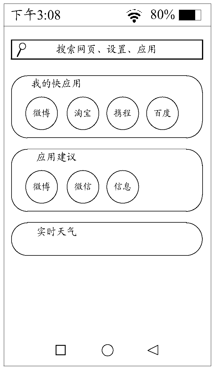 Method for displaying view of fast application and terminal