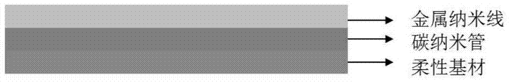 Flexible cnts/metal nanowire composite transparent conductive film, its preparation method and application