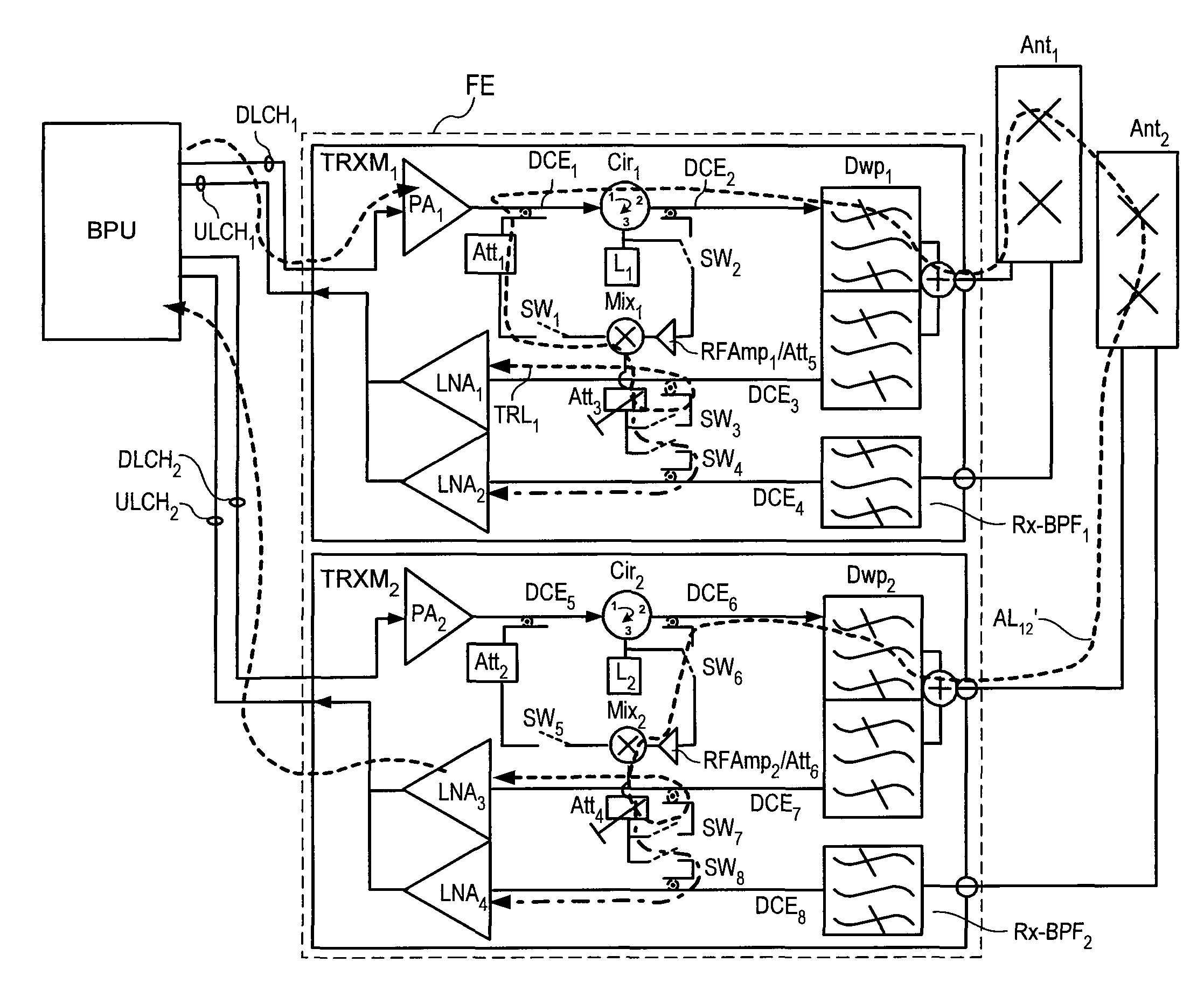 Multi-transceiver architecture for advanced Tx antenna monitoring and calibration in MIMO and smart antenna communication systems
