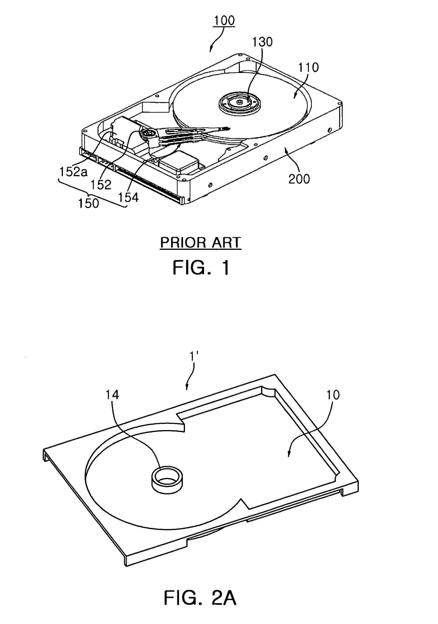 Base structure for device having a base body and base reinforcing plate and hard disk drive having the base structure