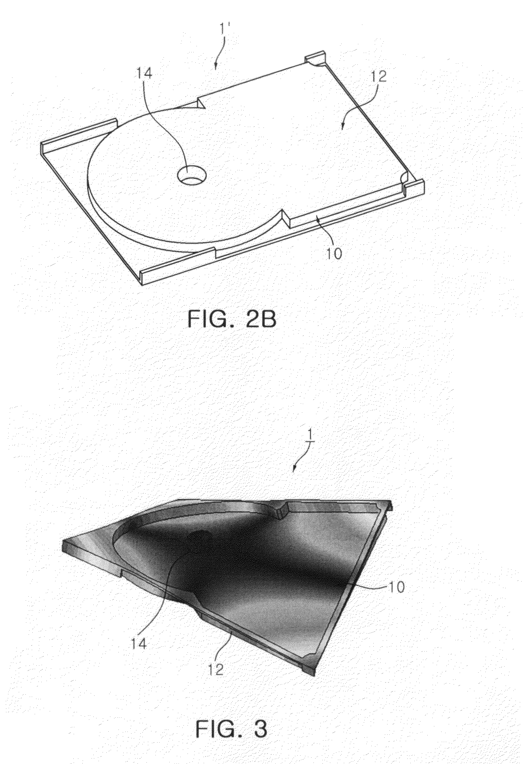 Base structure for device having a base body and base reinforcing plate and hard disk drive having the base structure