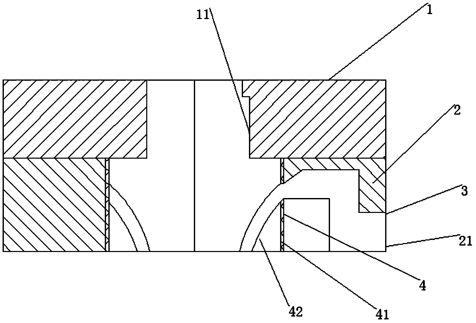 Material-jump-preventing device for small holes