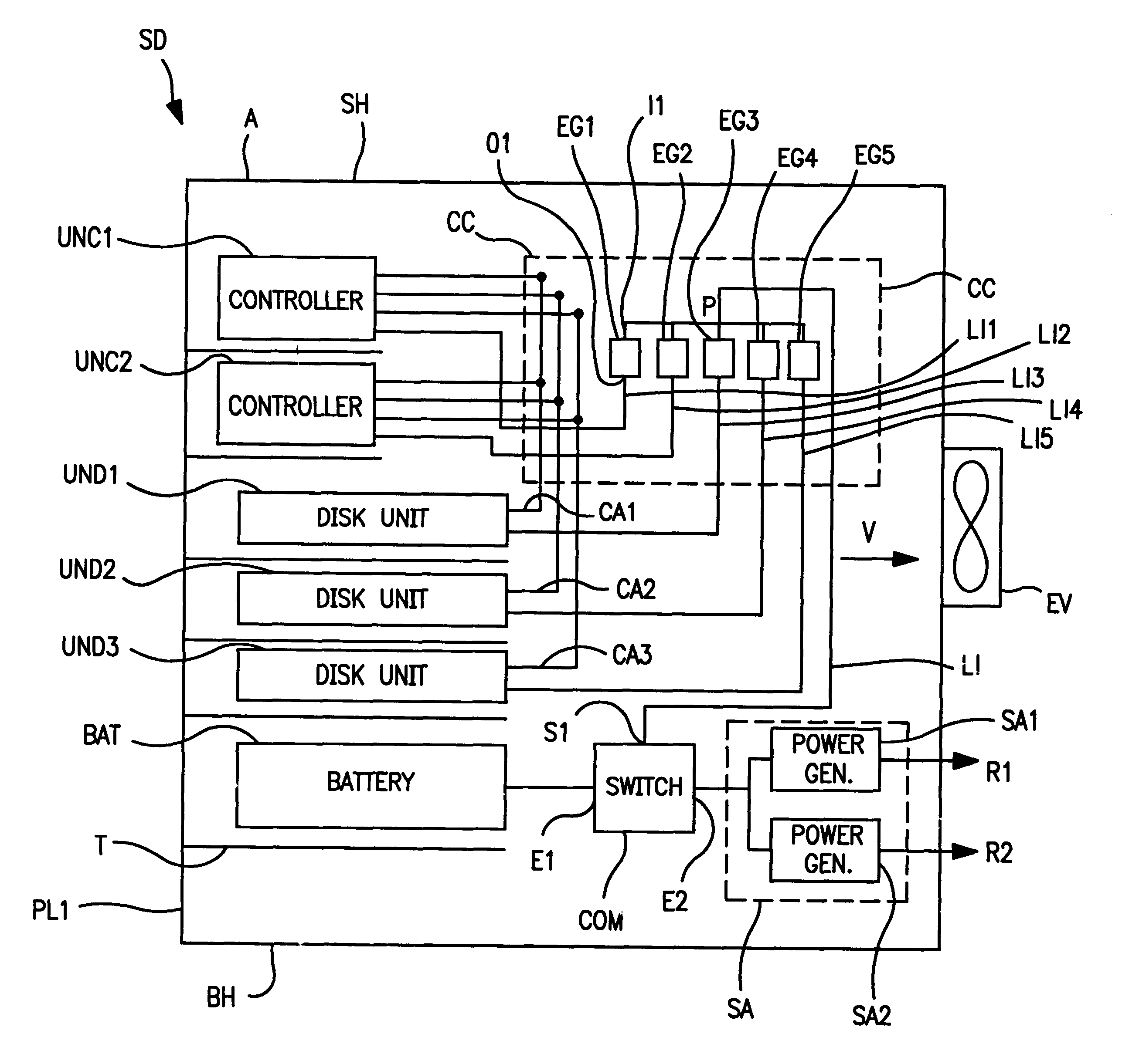 Protection against electrical faults in a mass memory data storage system