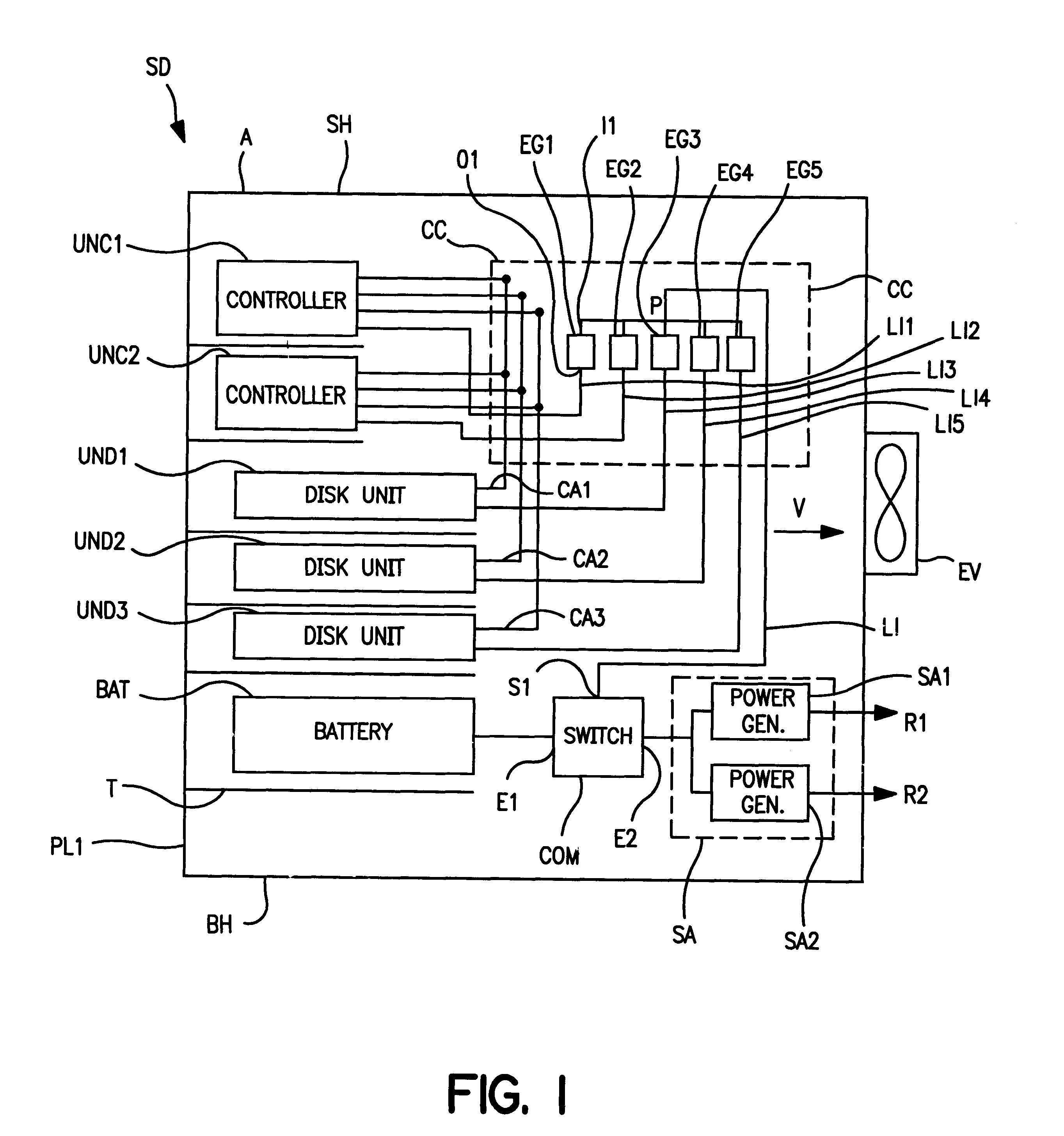 Protection against electrical faults in a mass memory data storage system