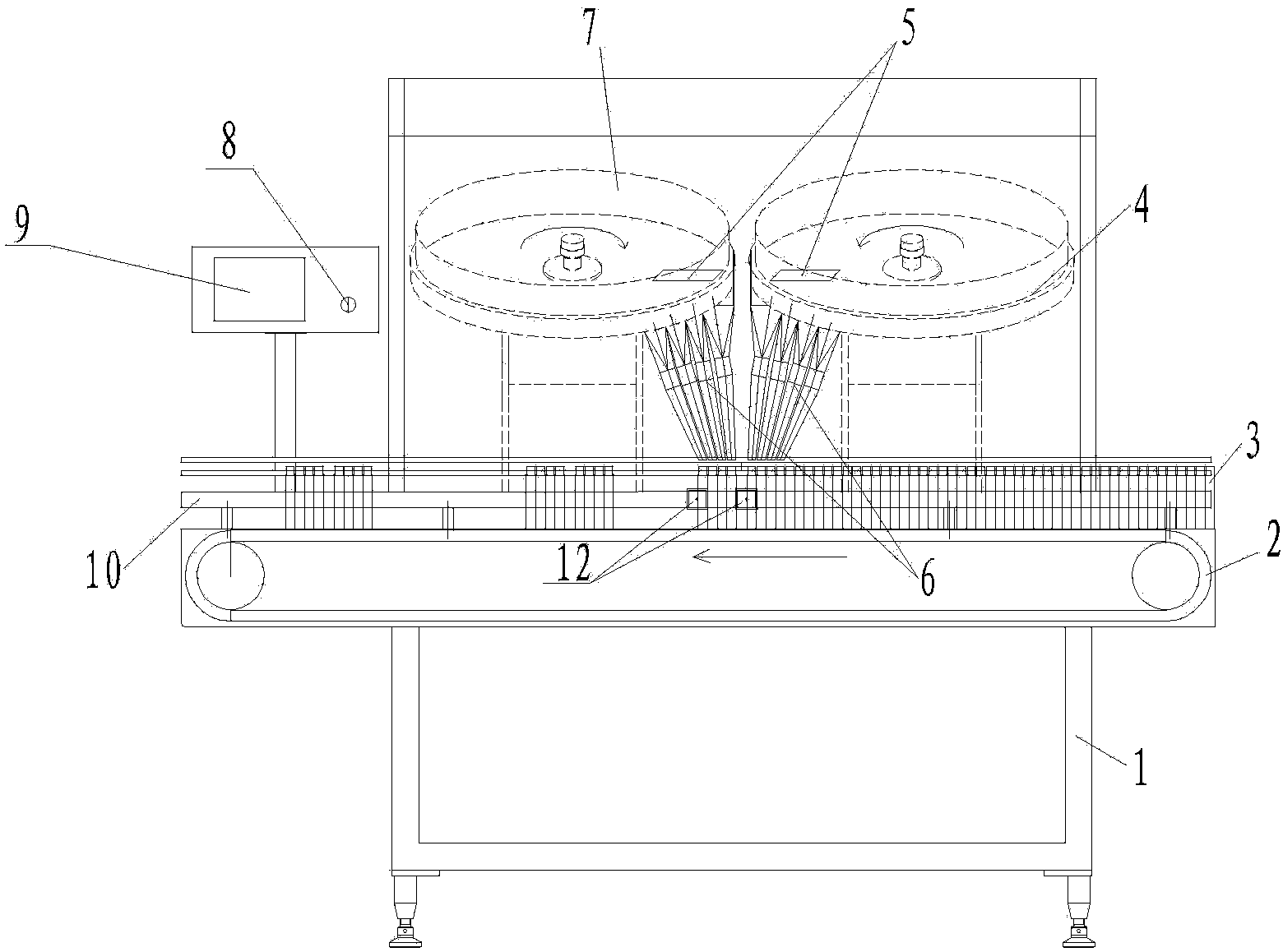 Multi-column orderly automatic blanking device of swing capsule counting machine