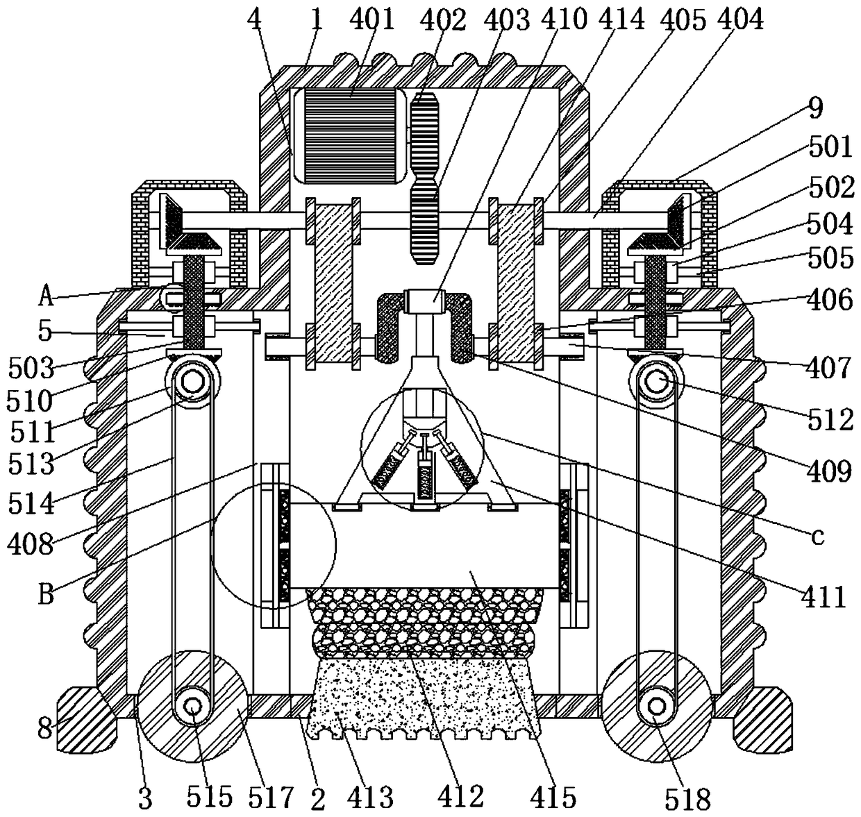 Double-connecting-roller soft road foundation vibration leveling machine