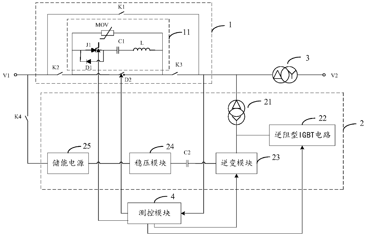 Electric energy quality treatment device