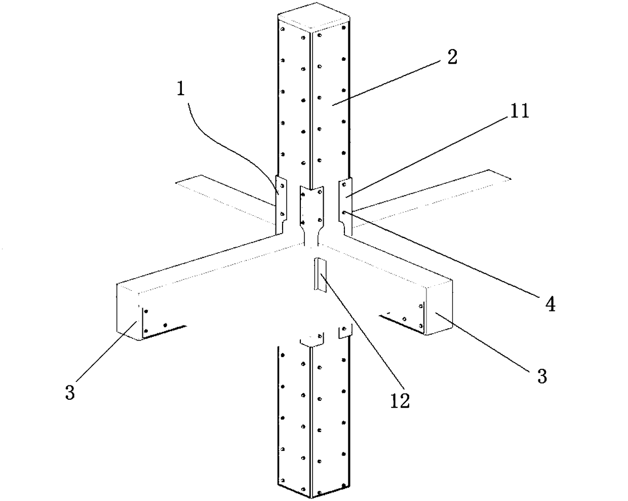 Externally-wrapped anchor steel reinforcement structure for concrete beam and column joint