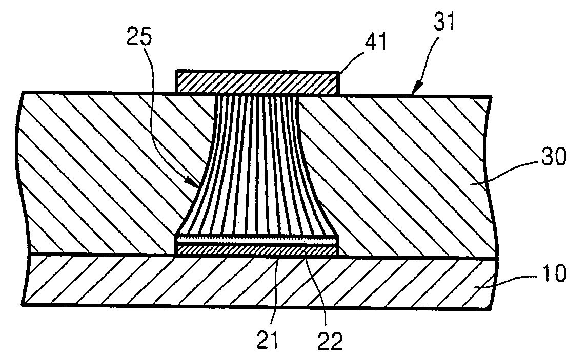 Interlayer wiring of semiconductor device using carbon nanotube and method of manufacturing the same