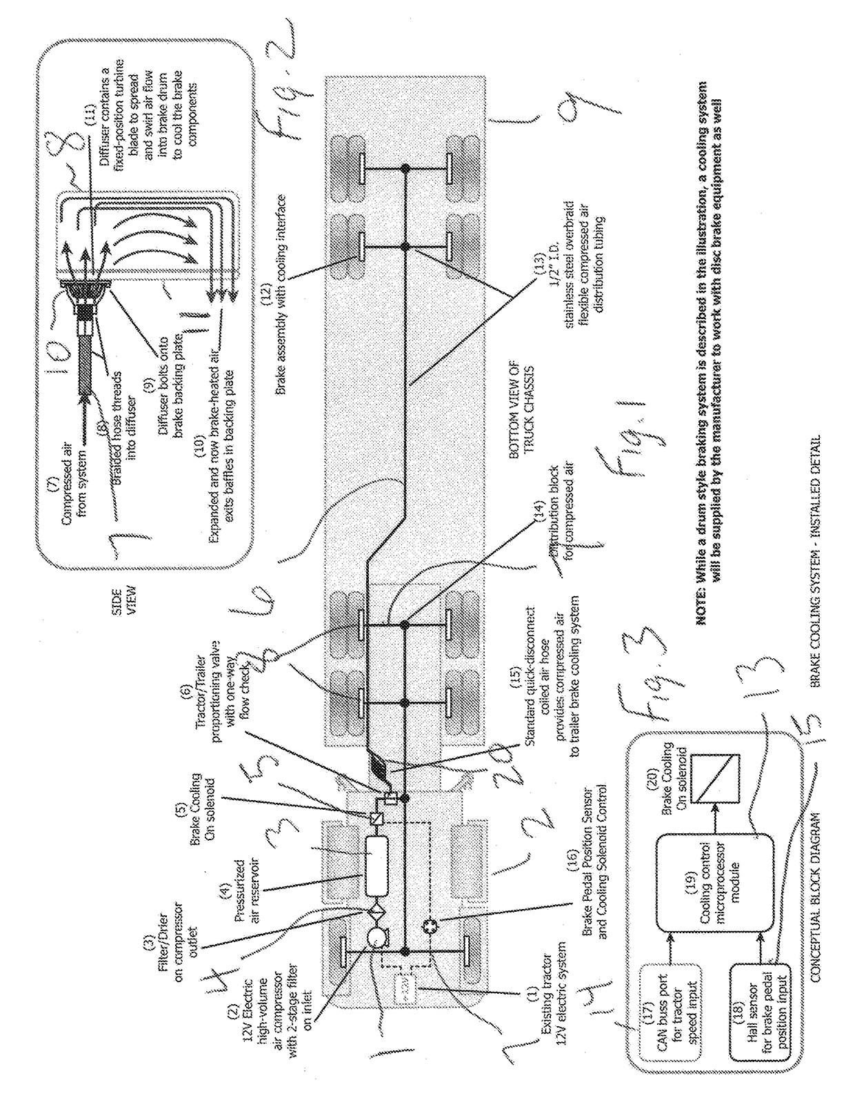 Truck brake cooling system