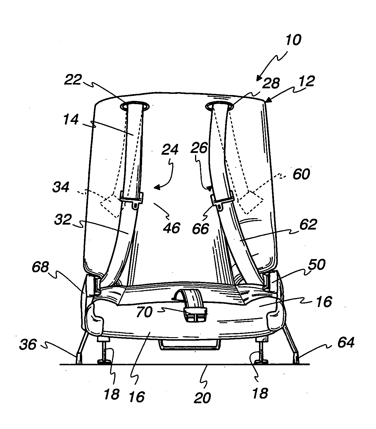 Configurable vehicle restraint system having variable anchor points