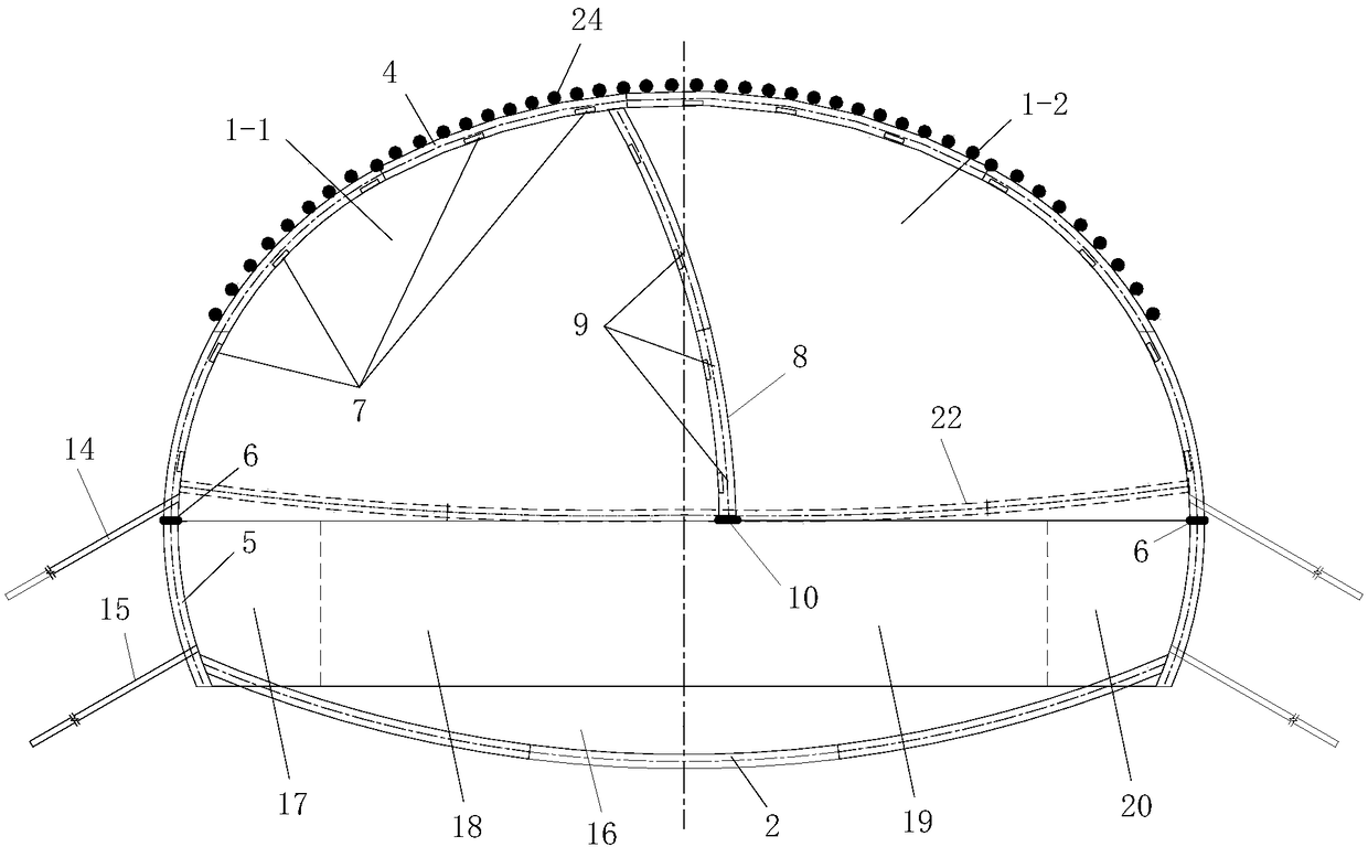 Excavation and support method of large cross-section tunnel through fault fracture zone