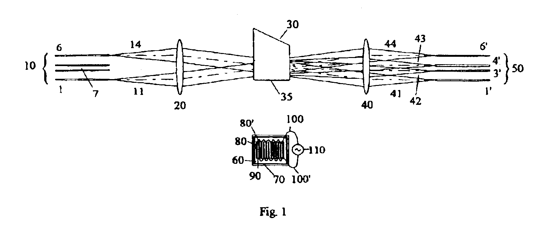 Fiber-optic matrix switch using phased array acousto-optic device