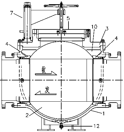 Horizontal shaft top mounted pipe cleaning valve