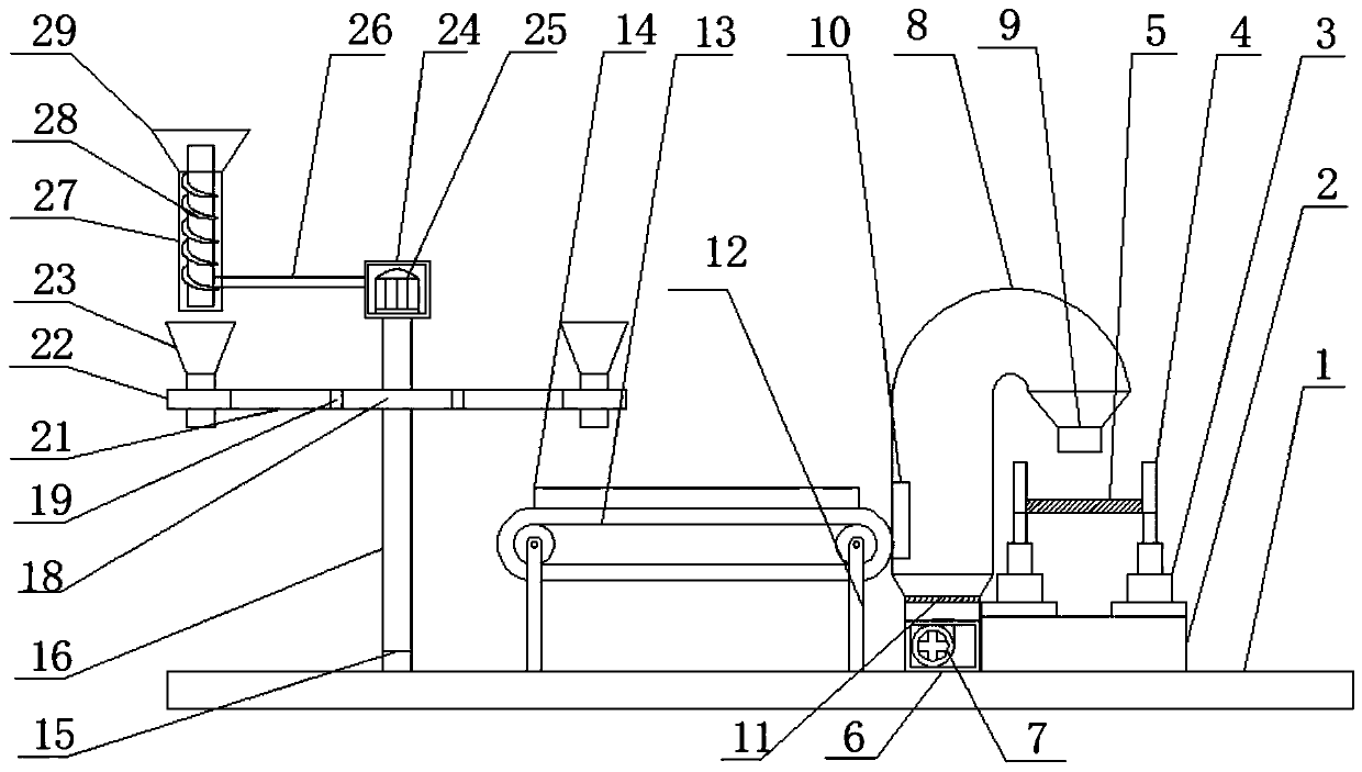 Screw type quick transportation filtering device for food raw materials