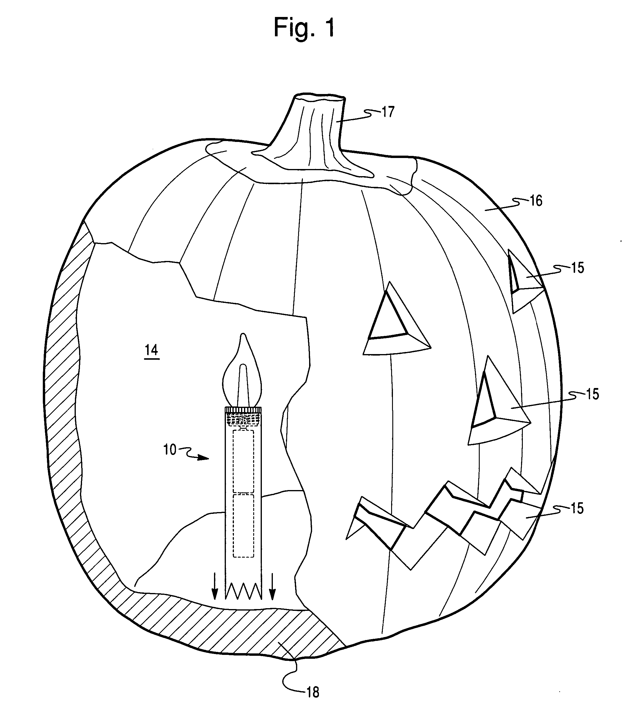 Lighting device for pumpkins and other similar articles