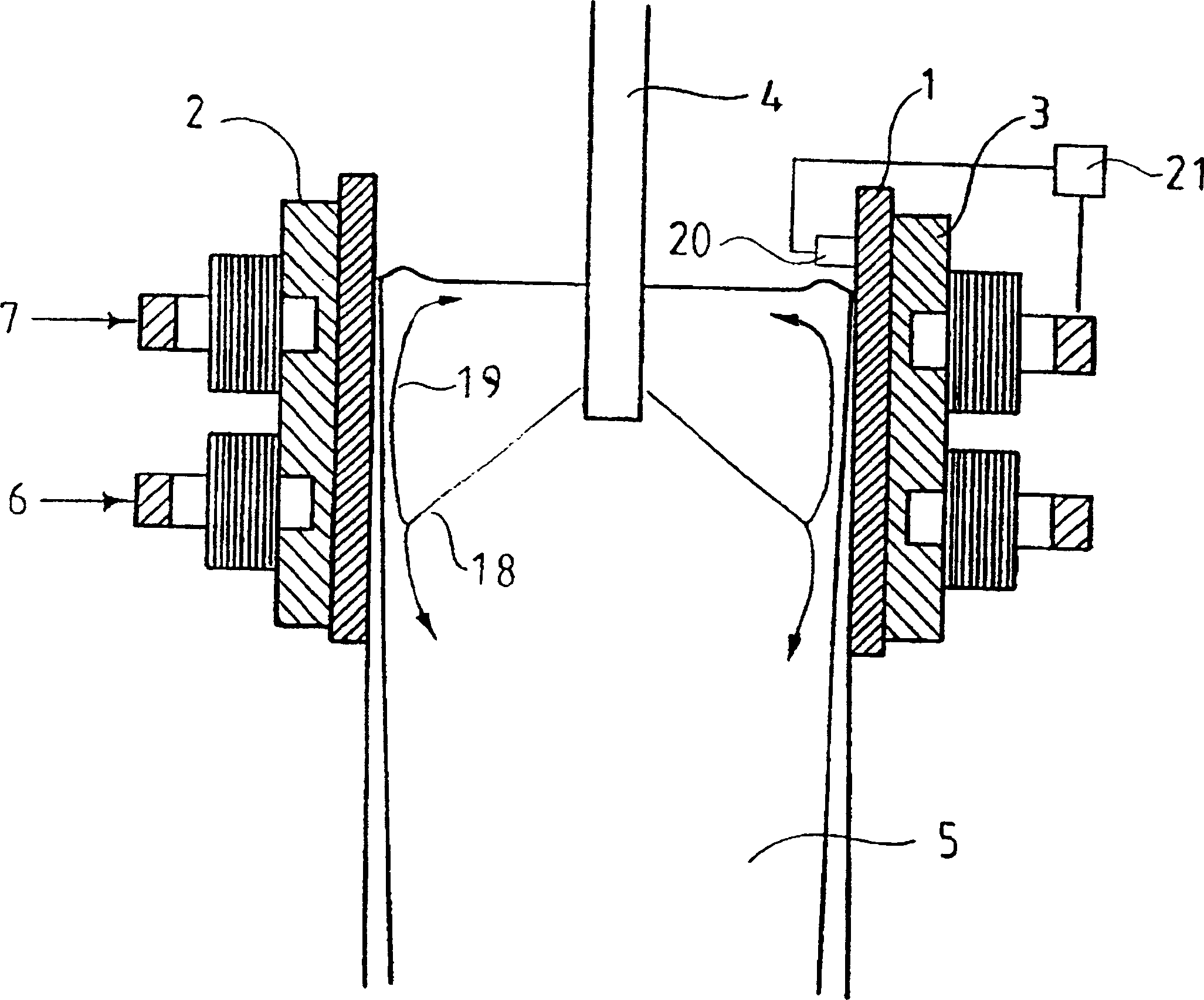 A method and device for continuous casting of metals