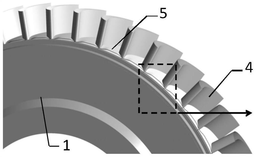 Partial spherical concave non-axisymmetric end wall shape structure of the lower end wall of the leading edge of the gas turbine moving blade